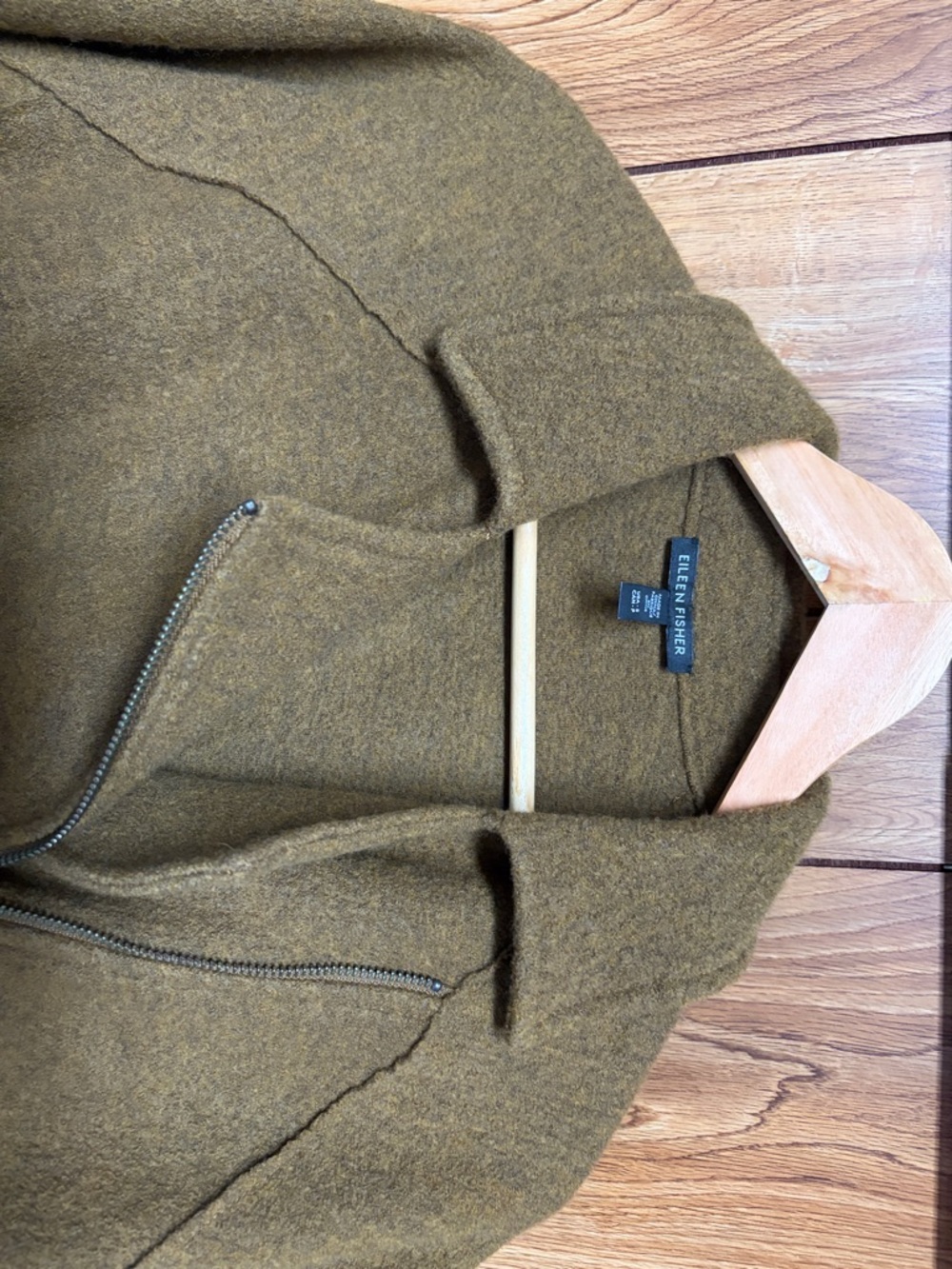 Eileen Fisher Olive Zip-Up Wool Jacket